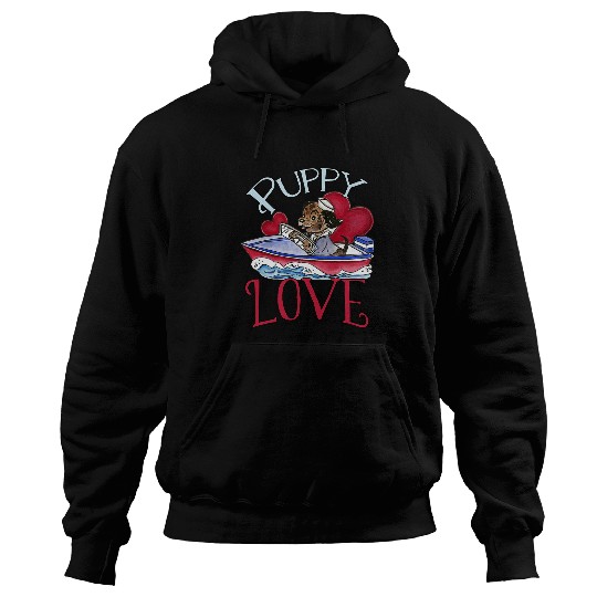 Puppy Love Cute Dog Motor Boat Ride Hoodies