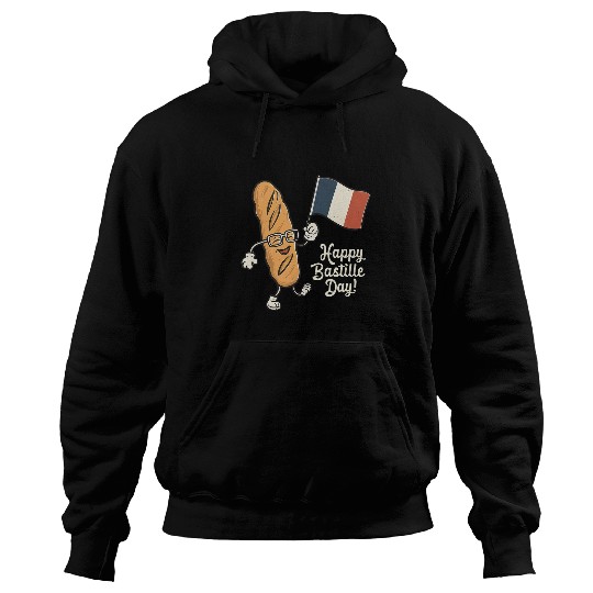 Patriotic French Baghutte Bread Flag July 14th Bastille Day Hoodies