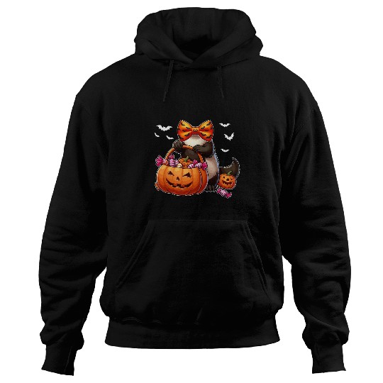 Halloween Costume Cosplay Ferret Bow Tie Carved Pumpkin Hoodies