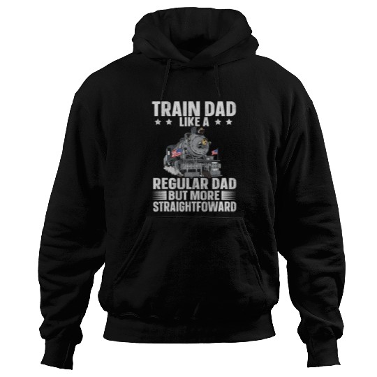 Mens 4th of July Design for a Patriotic Train Driver Dad Hoodies