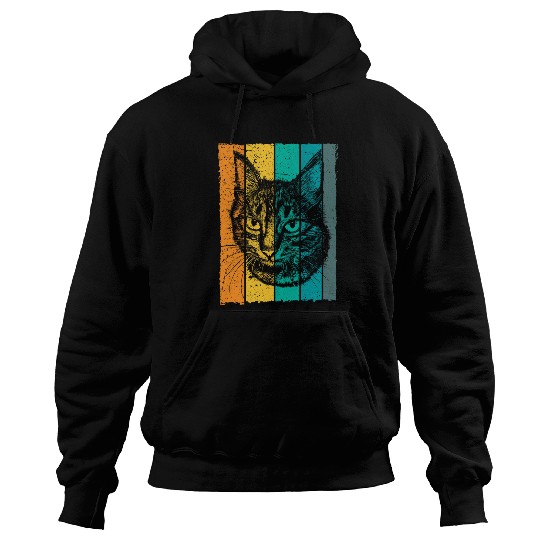Cat face drawing retro Hoodies