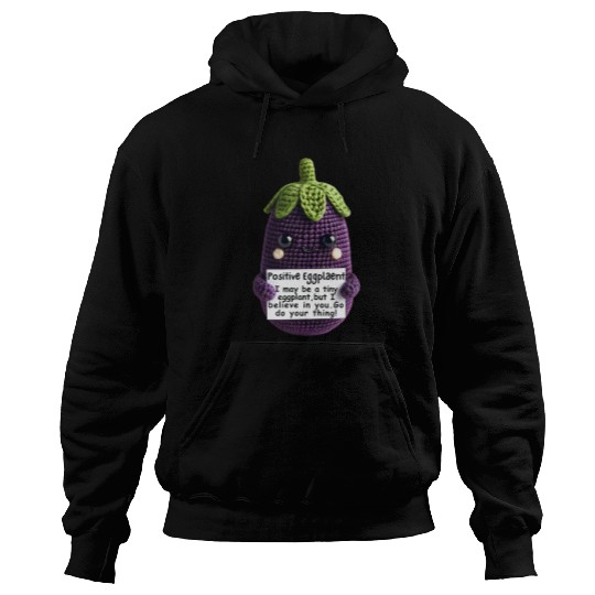Funny Positive Eggplant Knitted Eggplant Crochet Motivation Hoodies