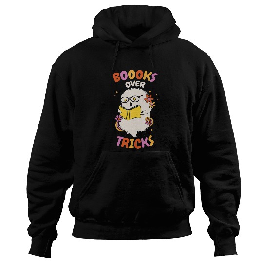 Reading Teacher Halloween Groovy Floral Bookworm ghosts Book Hoodies