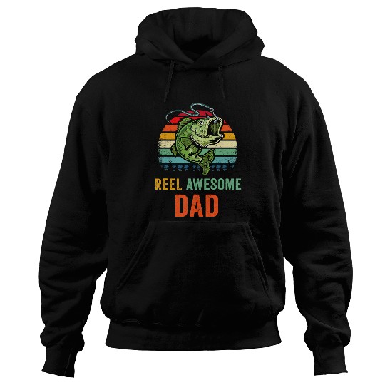 Reel Awesome Dad Bass Fishing Gift Fisherman Fish Rod Father Hoodies