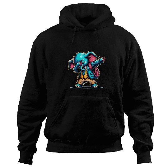 Kids Elephant Dab Ready for School Funny Hoodies