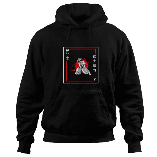 Bushido Code Samurai Calligraphy Japanese vintagess Kanji Fan Hoodies