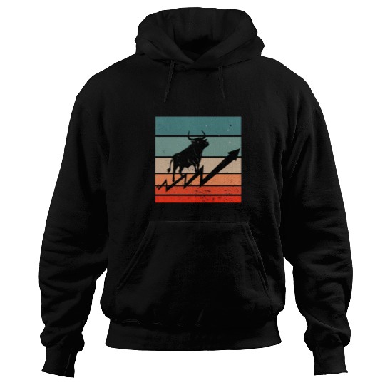 Bull silhouette rising arrow trend growth stock market bulls Hoodies