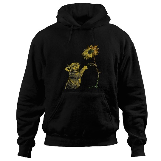 Bulldog Dog Reaching for Sunflower You Are My Sunshine Hoodies