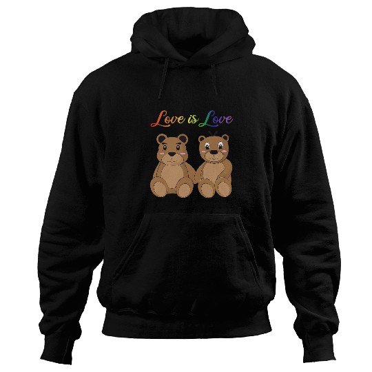 Love Is Love Bear Rainbow LGBT Variety Love Drawing Hoodies