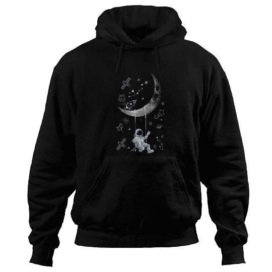 Moon Swing Astronaut Stars Funny Outer Space Hoodies