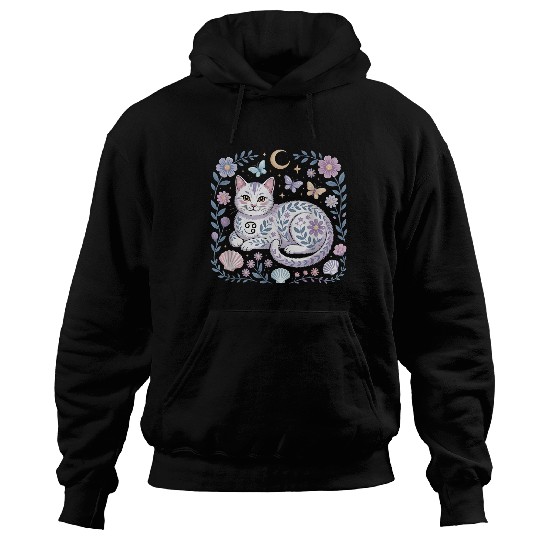 Cancer Zodiac Cat Mystical Art Hoodies
