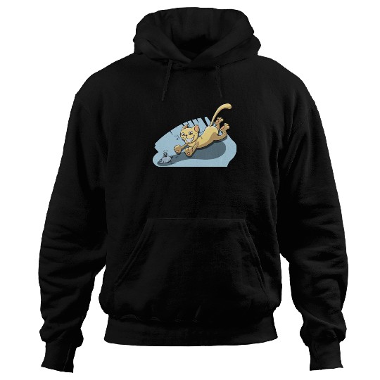 Cat Running After Rat - Tom and Jerry Illustration Hoodies