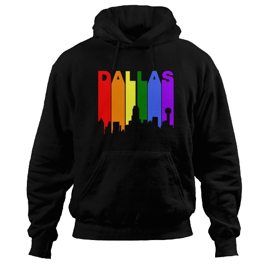 Dallas Texas Gay Pride Rainbow Skyline Hoodies