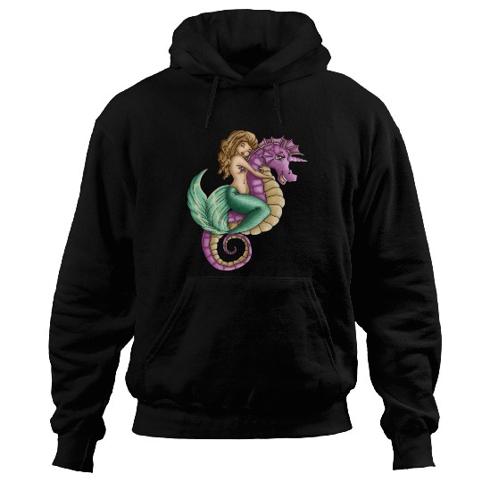 Little mermaid and cute seahorse lovely friendship Hoodies