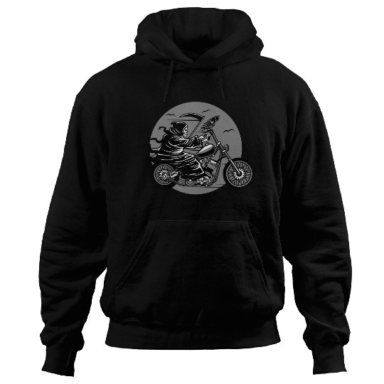 Death Motorcycle Death Grim Reaper Crow Gift Idea Hoodies