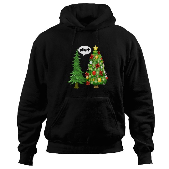 Funny Christmas Tree Slut Hoodies