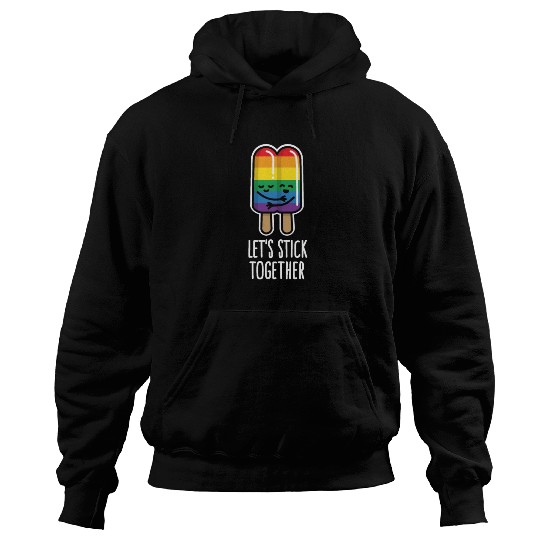 Let's stick together funny gay couple popsicle Hoodies