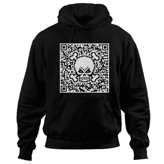 Skull And Crossbones (Quick Response Code / NEG) Hoodies