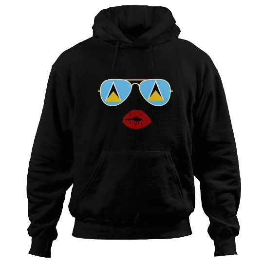 Saint Lucia Flag St Lucia Sunglasses Lips Kiss Hoodies