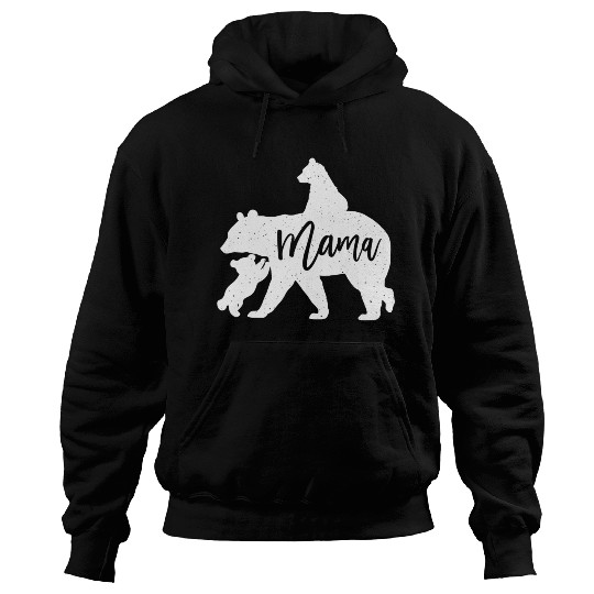 Mama Bear 2 Baby Bear Cubs Playing Riding on Back Hoodies