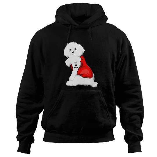 Bichon frise I Love Mom Tattoo Hoodies