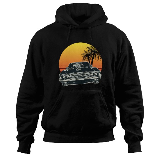 Muscle Car Sunset Hoodies
