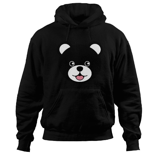 Cute Black Teddy Bear Face Hoodies