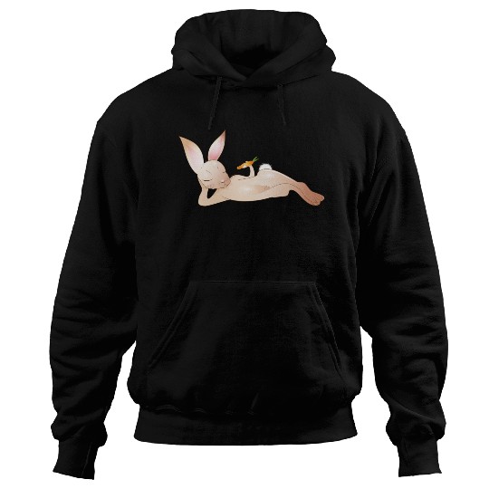 Relaxed rabbit with carrot is enjoying his life Hoodies