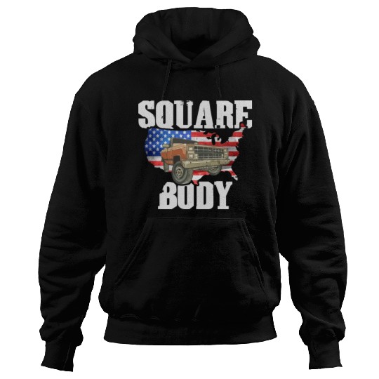 Square Body - American Flag Truck Lovers Hoodies