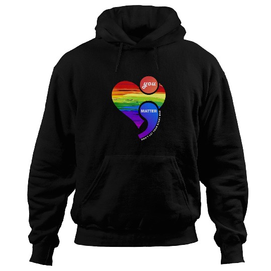 Rainbow Heart Semicolon You Matter Hoodies