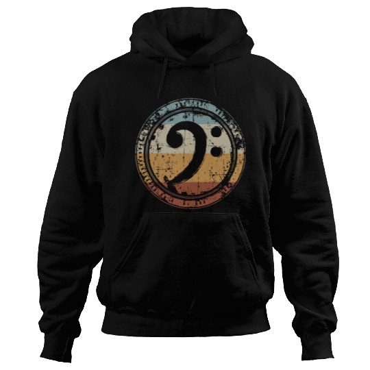 Vintage Bass Clef Gift For Bass Guitar Player Bass Hoodies