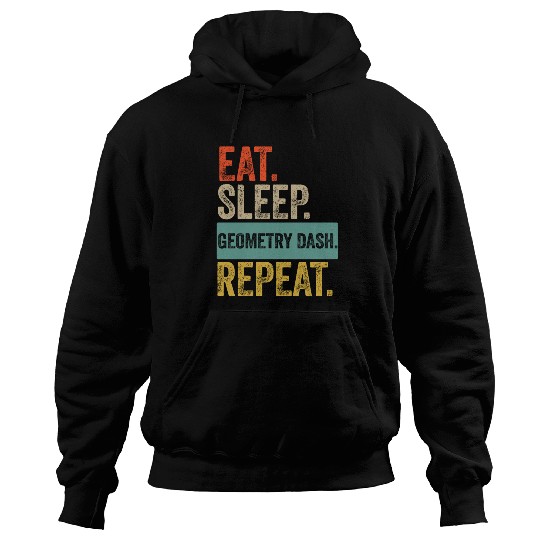 Eat sleep geometry dash repeat retro vintage Hoodies