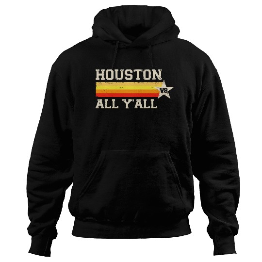 Houston vs All Y'all Vintage Stripe Texas Baseball Hoodies