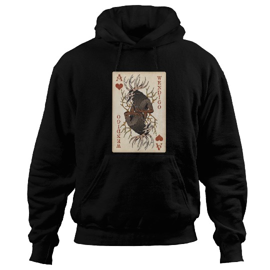Wendigo Playing Card - Ace of Hearts Cryptid Art Hoodies