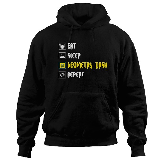 Eat sleep geometry dash repeat retro Jumper Repeat Hoodies