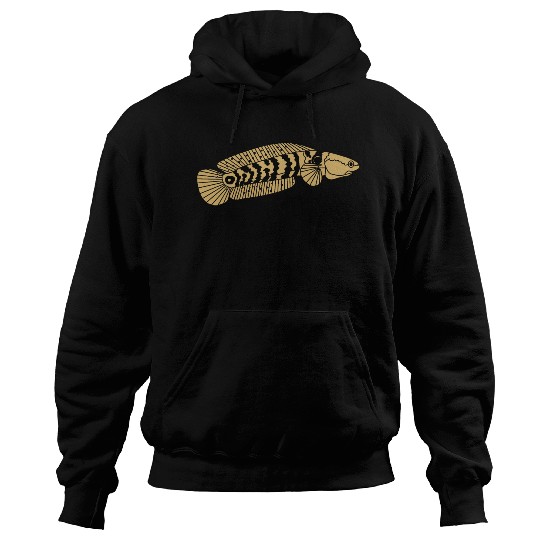 black and gold channa snakehead fish illustrations Hoodies