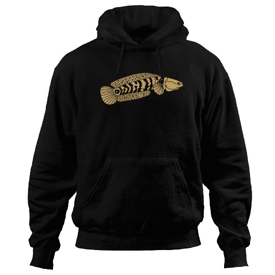 black and gold channa snakehead fish illustrations Hoodies
