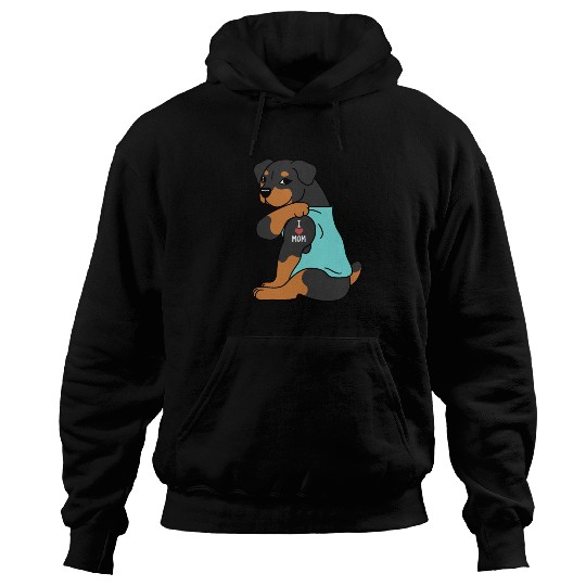 I Love Mom Tattoo Rottweiler Hoodies