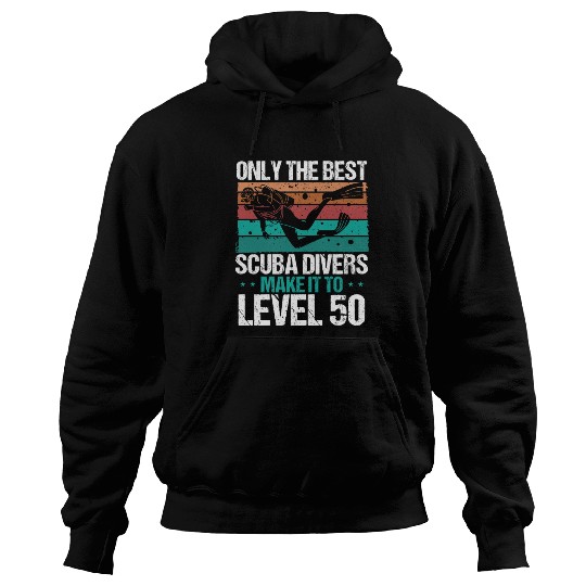Level 50 Year Old Scuba Diver 50th Birthday Diving Hoodies