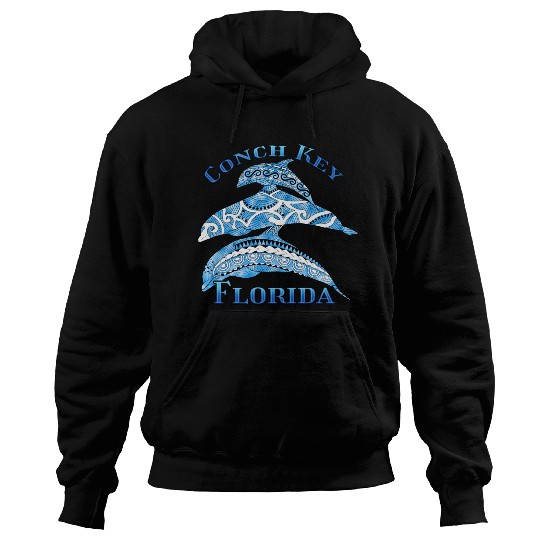Conch Key Florida Vacation Tribal Dolphins Hoodies