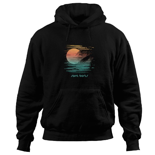 Artistic Saint Barts Palm Tree Vacation Souvenir Hoodies