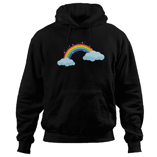Colorful Rainbow With Clouds Hoodies