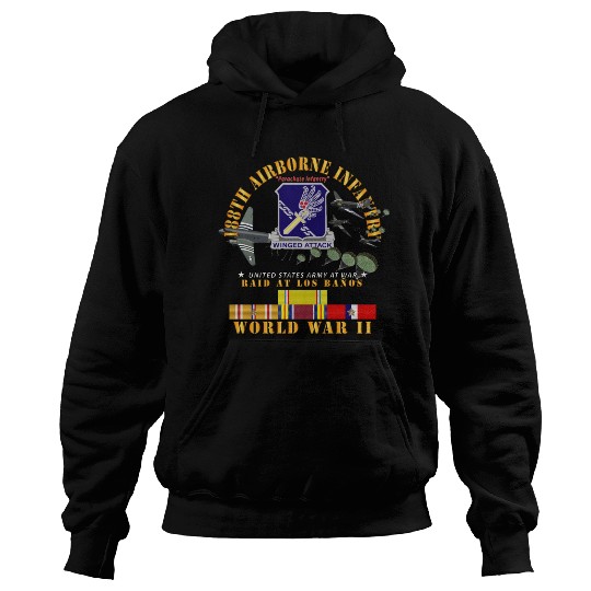 Army 188th Airborne Infantry Raid at Los Baños W J Hoodies