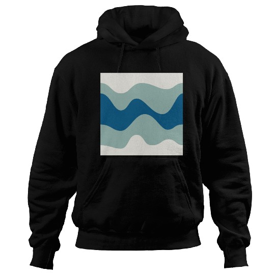 Ocean Waves Pattern - Blue and White Hoodies