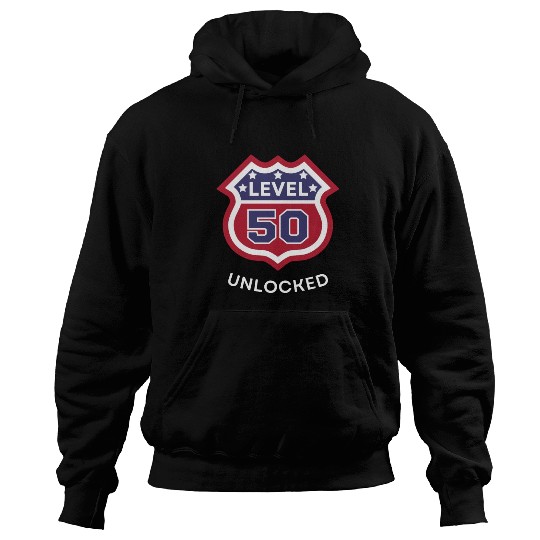 Funny 50th Birthday level 50 unlocked Hoodies