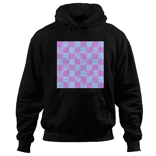 1980's Music Checkerboard - blue and purple Hoodies