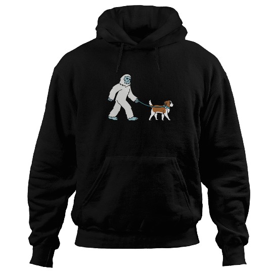 Bigfoot Sasquatch Walking Saint Bernard Hoodies