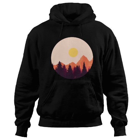 sunset horizon mountains Hoodies