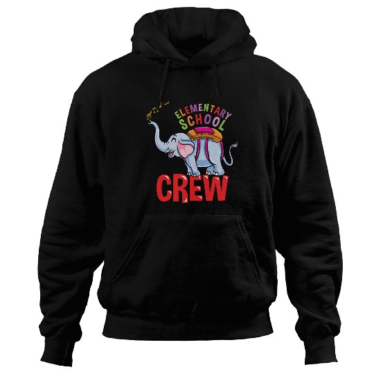 Back To School Elephant Elementary School Crew Hoodies
