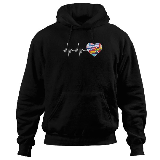 Hearts Beat Spanish Flags Hispanic Heritage Month Hoodies